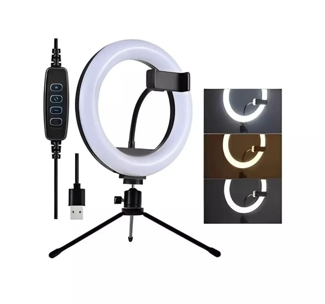 Ring Light 10 Polegadas Com Tripé De Mesa e Suporte de Celular - Foto 2