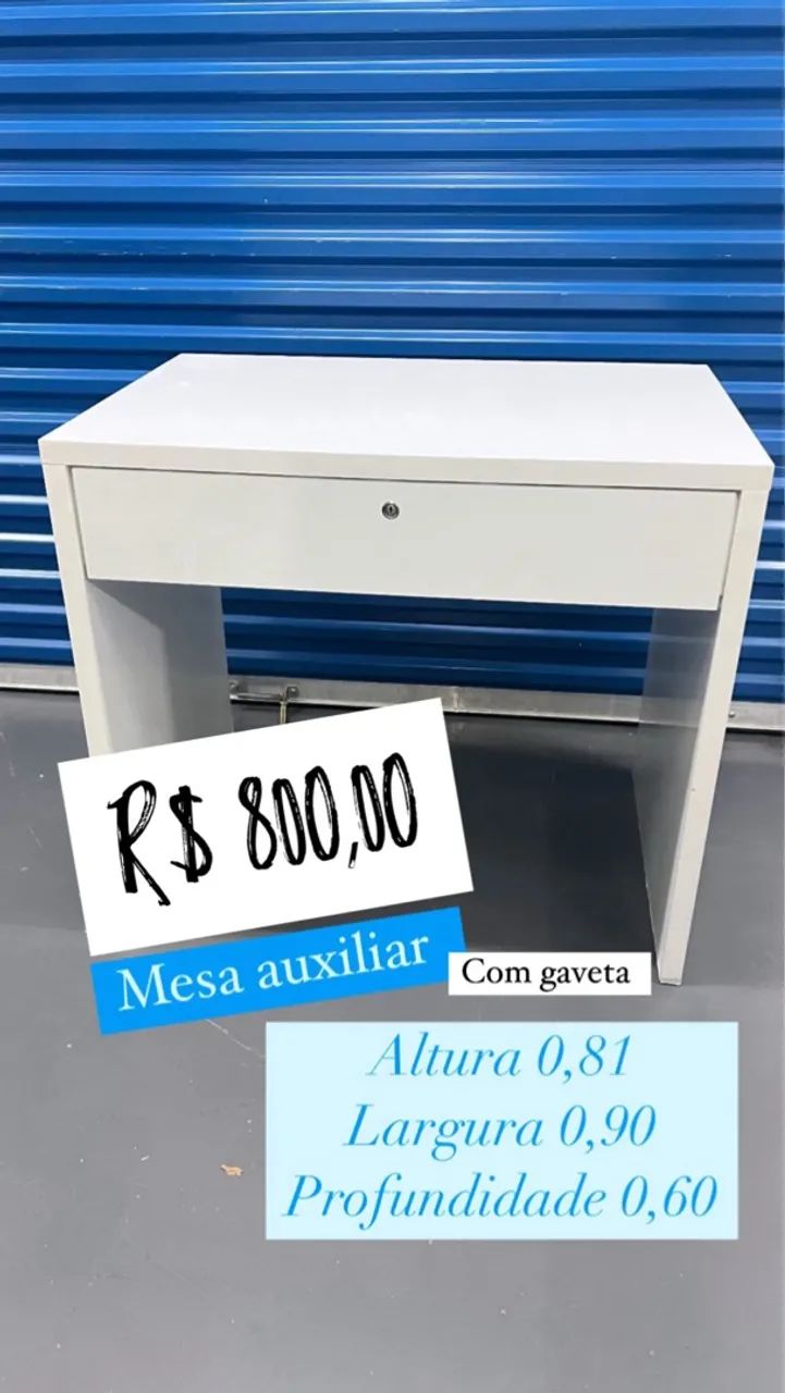 Mesa Auxiliar Branca com Gaveta - Foto 3