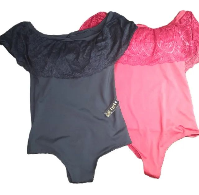 Body Feminino Ciganinha Ombro a Ombro com babado ( KIT COM 2 PEÇAS )