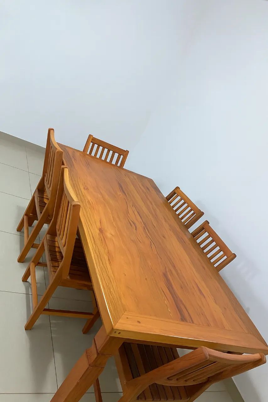 Mesa Jantar Kit Com 6 Cadeiras - Madeira De Demolição  - Foto 2