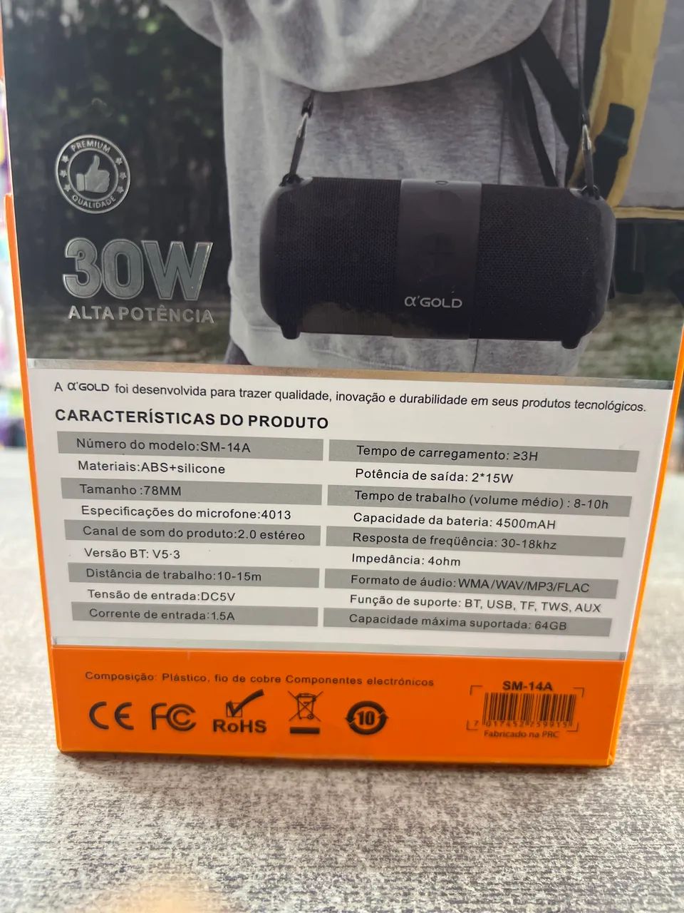 Caixa De Som Bluetooth A'gold Sm-14a 30w Com Alça - Foto 2