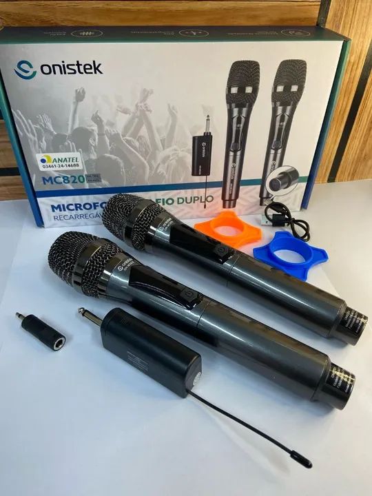 MICROFONE DUPLO SEM FIO RECARREGÁVEL ANATEL - ONISTEK MC820 - Foto 3