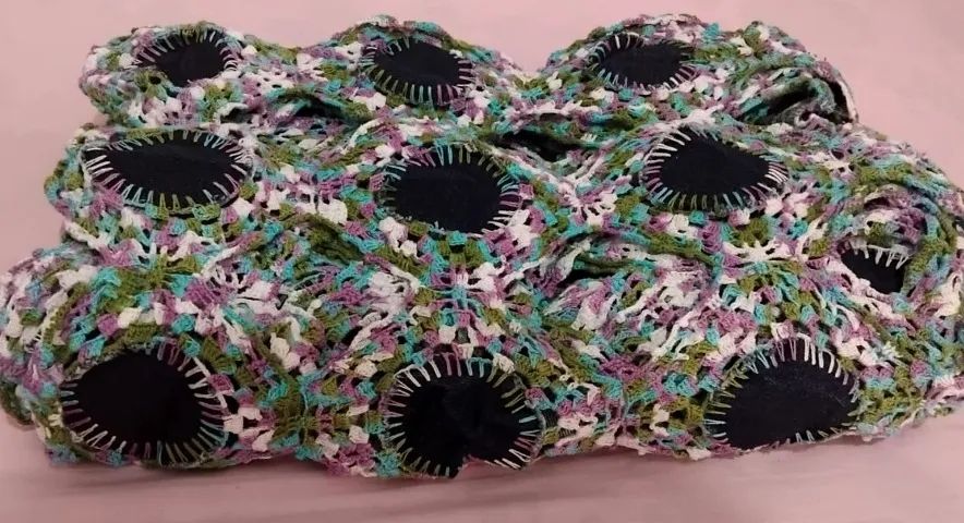 Colcha De Crochê Com Jeans Circular Cama Solteiro - Foto 4