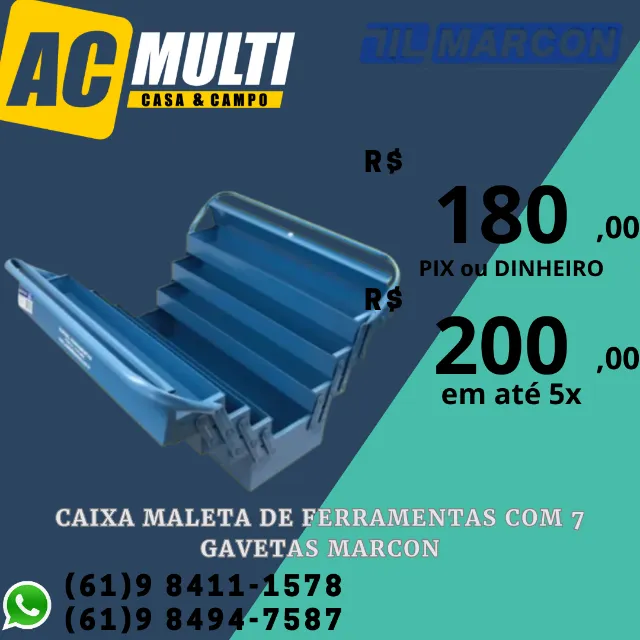 Caixa Maleta de ferramentas com 7 gavetas marcon
