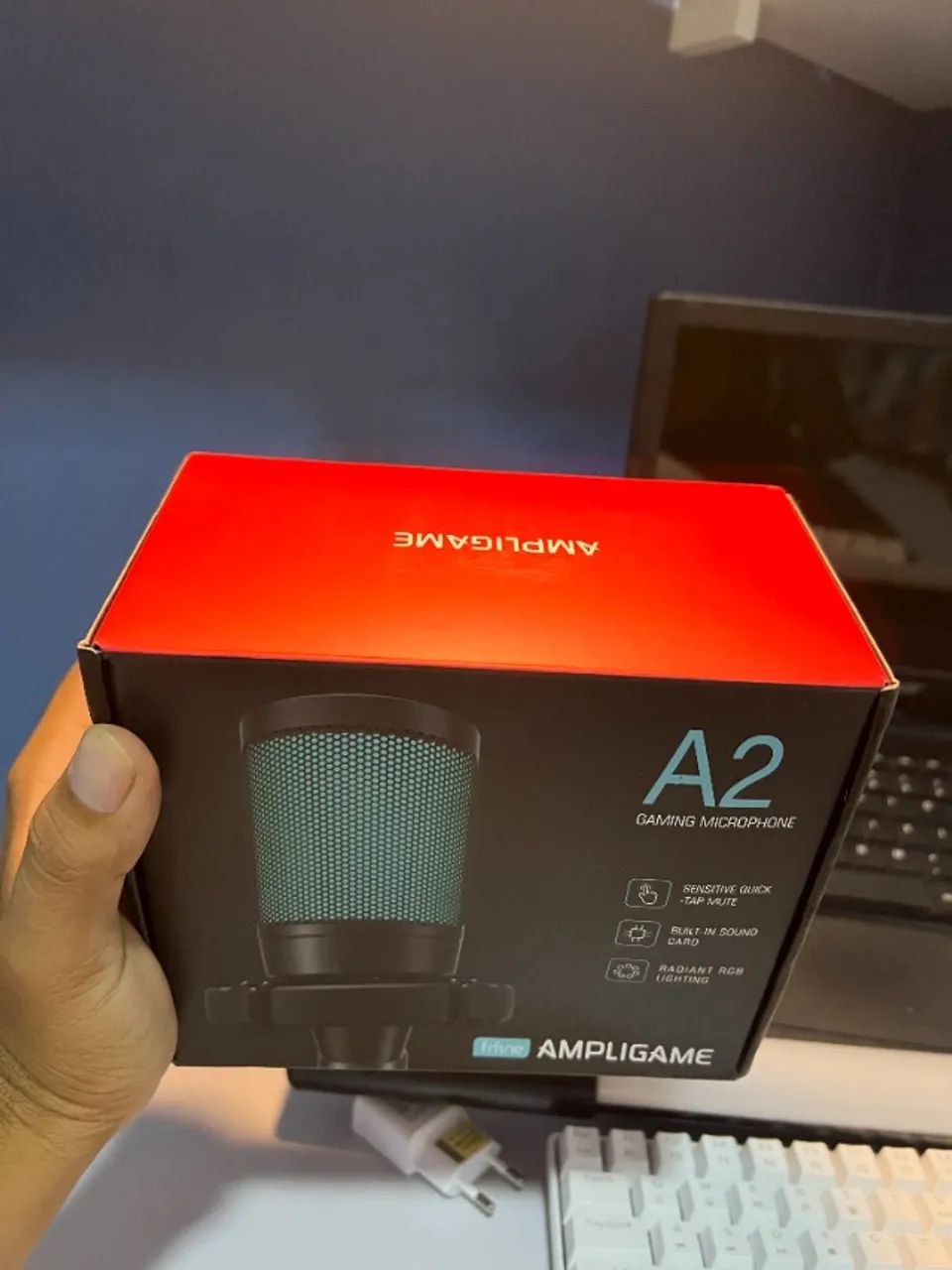 Microfone Gamer AmpliGame A2 USB RGB com Mudo Rápido - Foto 4