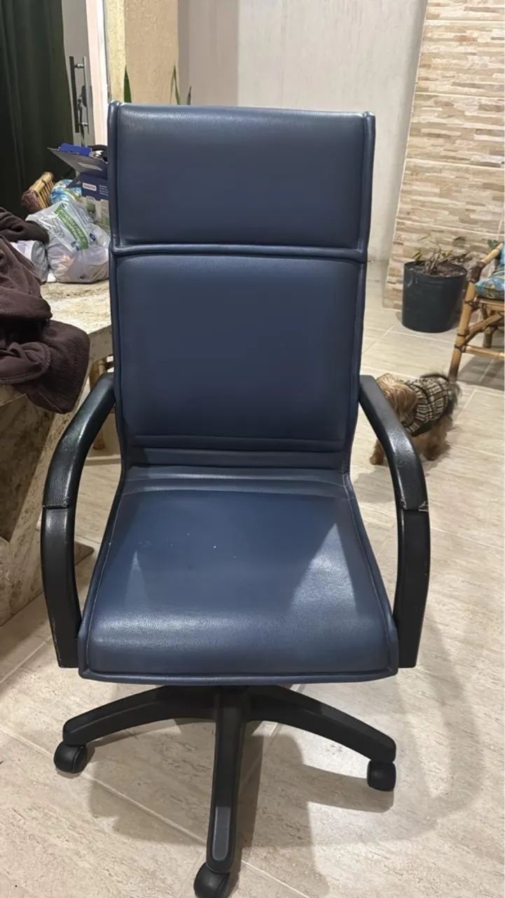 Cadeira de Escritório Executiva Azul e mesa para escritório  