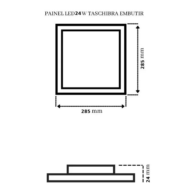 PAINEL LED QUAD SOBR TASCHIBRA 24W BIV 6500K - Foto 2