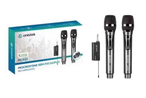 Microfone Sem Fio Duplo Onistek On-MC820 Uhf Dinamico  - Foto 4