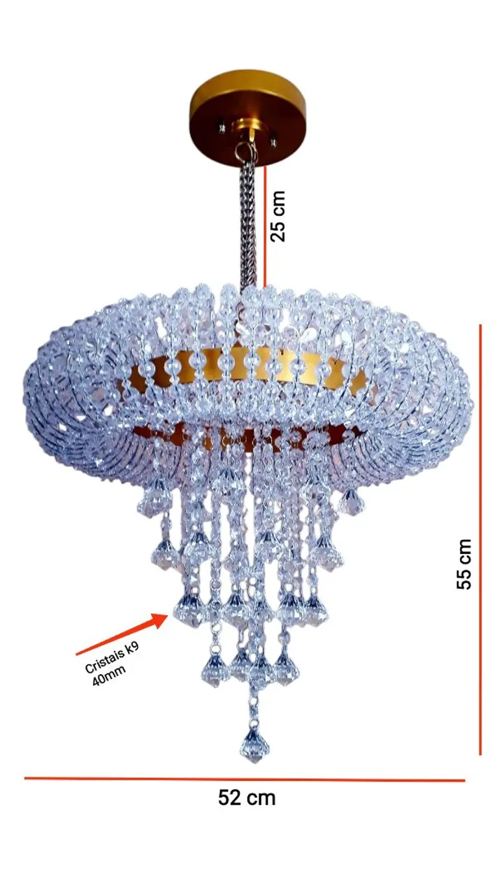 Lustre com ponteiras Cristal K9 - Elegância e Sofisticação