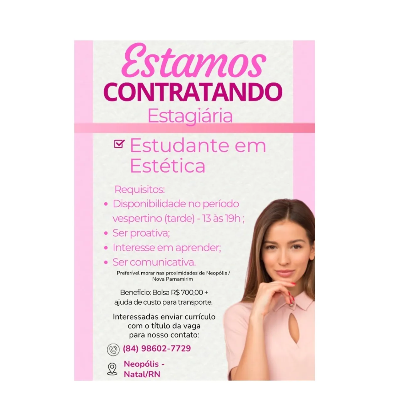 Emprego Estagiária em Estética