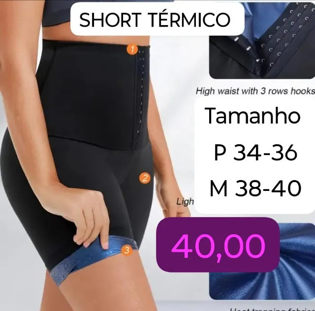 Short Sauna Modeladora Queima Gordura Shape Short Exercícios Academia Fitness Térmico