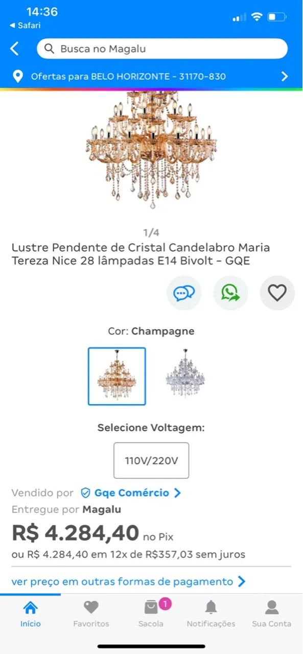 Candelabro Nice 28 - 28 braços - Champanhe - NOVO - Foto 6