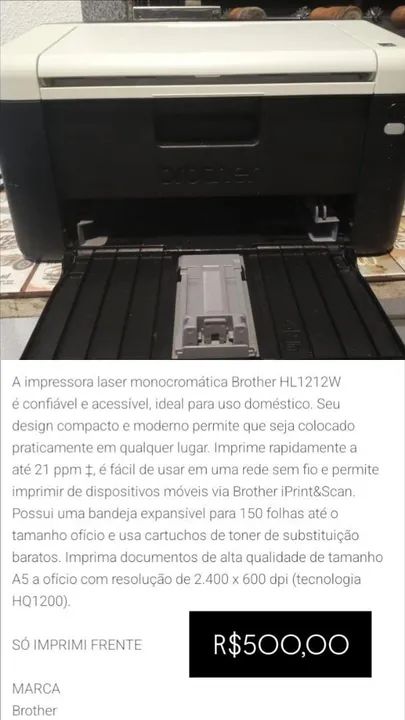 Impressora Brother HL-1212W - Foto 3