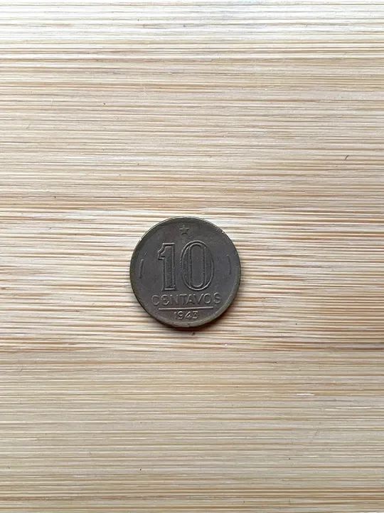 Moedas 10 centavos 1943 níquel rosa