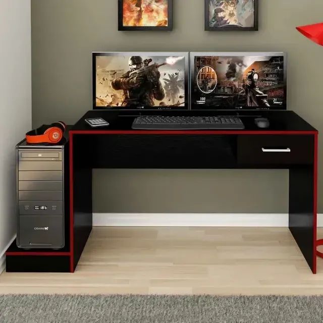 Mesa Gamer Nilo Preto/Vermelho (Entrega Grátis)