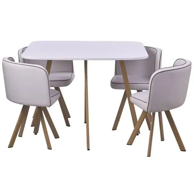 Conjunto Mesa de Jantar Pizza Branco 4 Cadeiras Just Home Collection