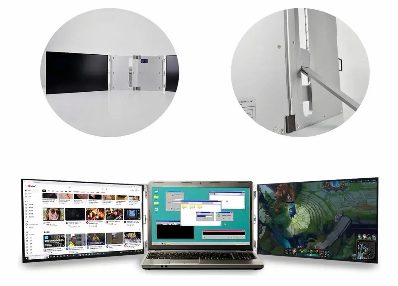 Extensor de Tela Dupla para Notebook Grasep 14'' Full HD IPS Cinza USB-C e HDMI - Foto 2