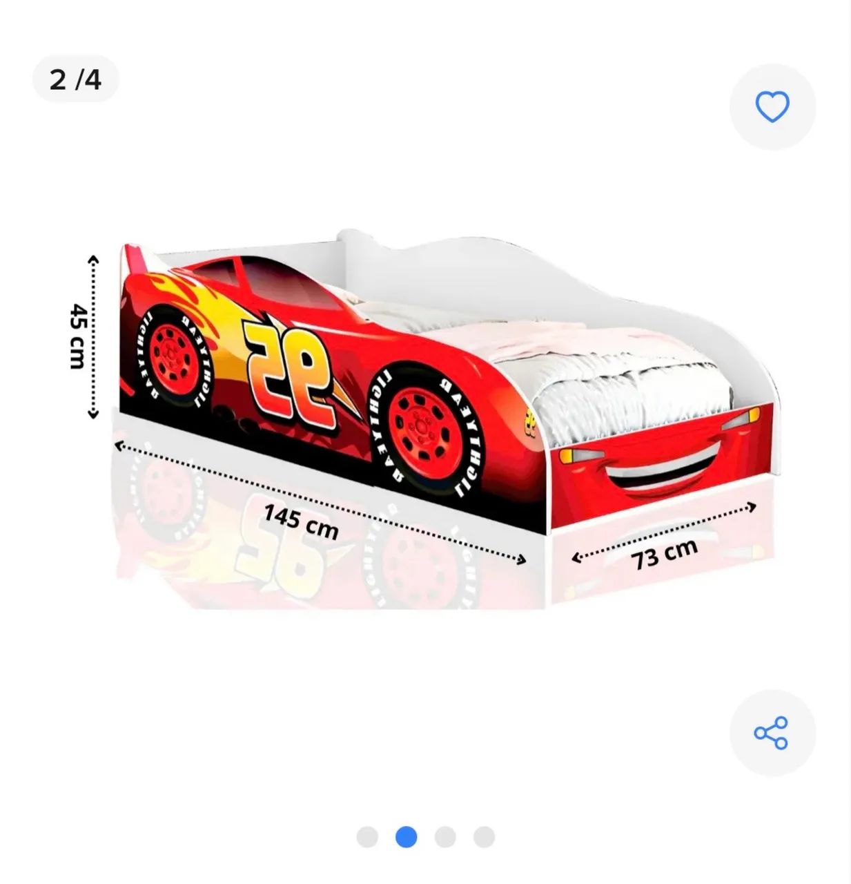 Children's car-shaped bed with mattress