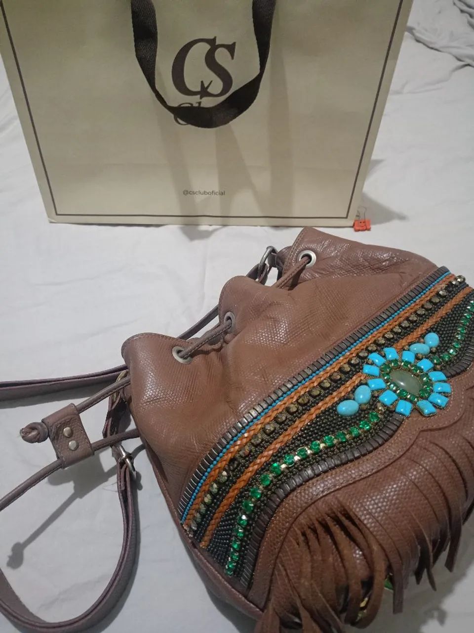 Bolsa tipo saco de couro Carmen Steffens  - Foto 4