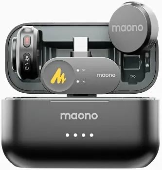 Microfone De Lapela Sem Fio Maono Wave T5 Dual Tx Type-C - Foto 2