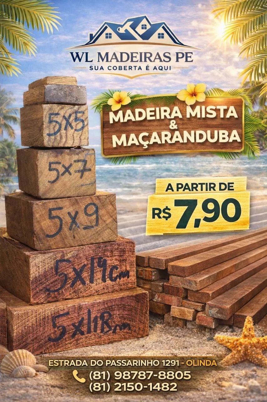 PROMOÇÃO DE MADEIRAS PARA COBERTA