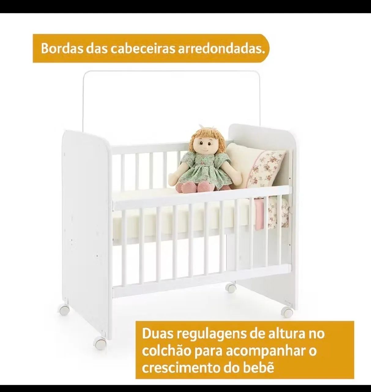 Mini Berço de Bebê Semi Novo  - Foto 2