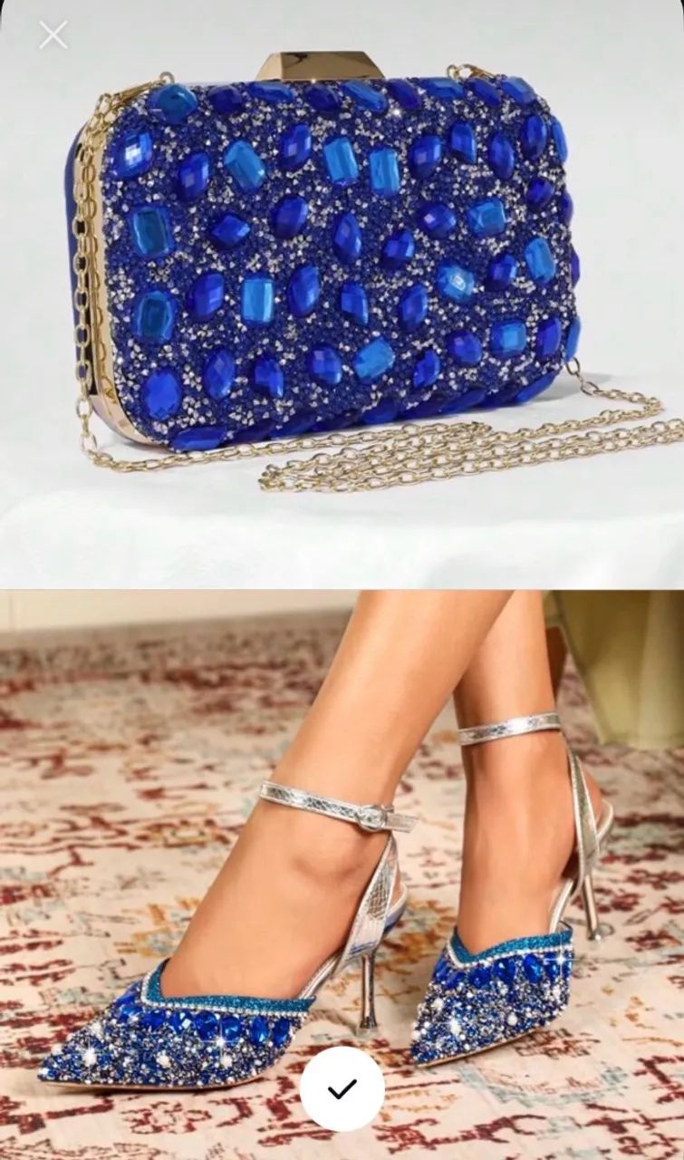 Kit sapato e Bolsa em pedraria 