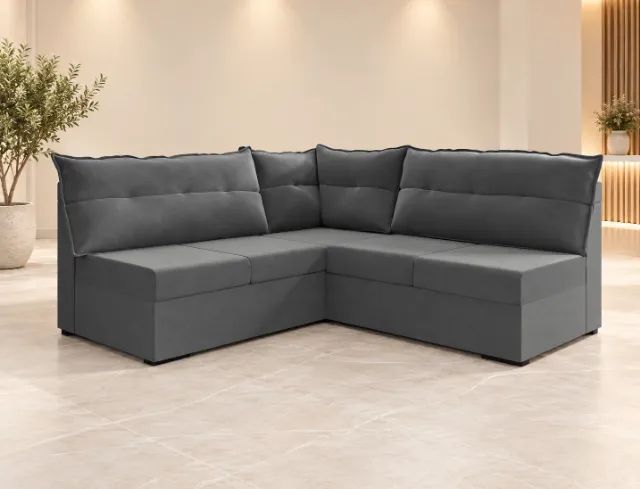 Sofá de Canto 5 Lugares em Suede com 2 Módulos NOVO
