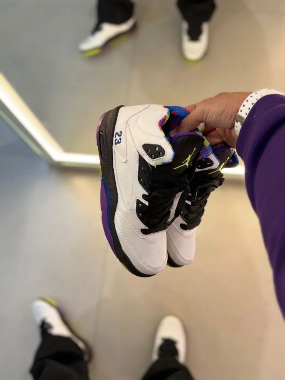 Nike Air Jordan 5 Retro Refletivo Branco/Roxo Premium Masculino - Foto 5