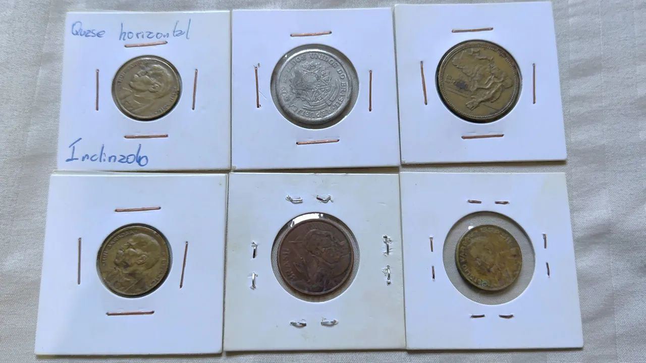 6 Moedas Reverso quase horizontal antigas