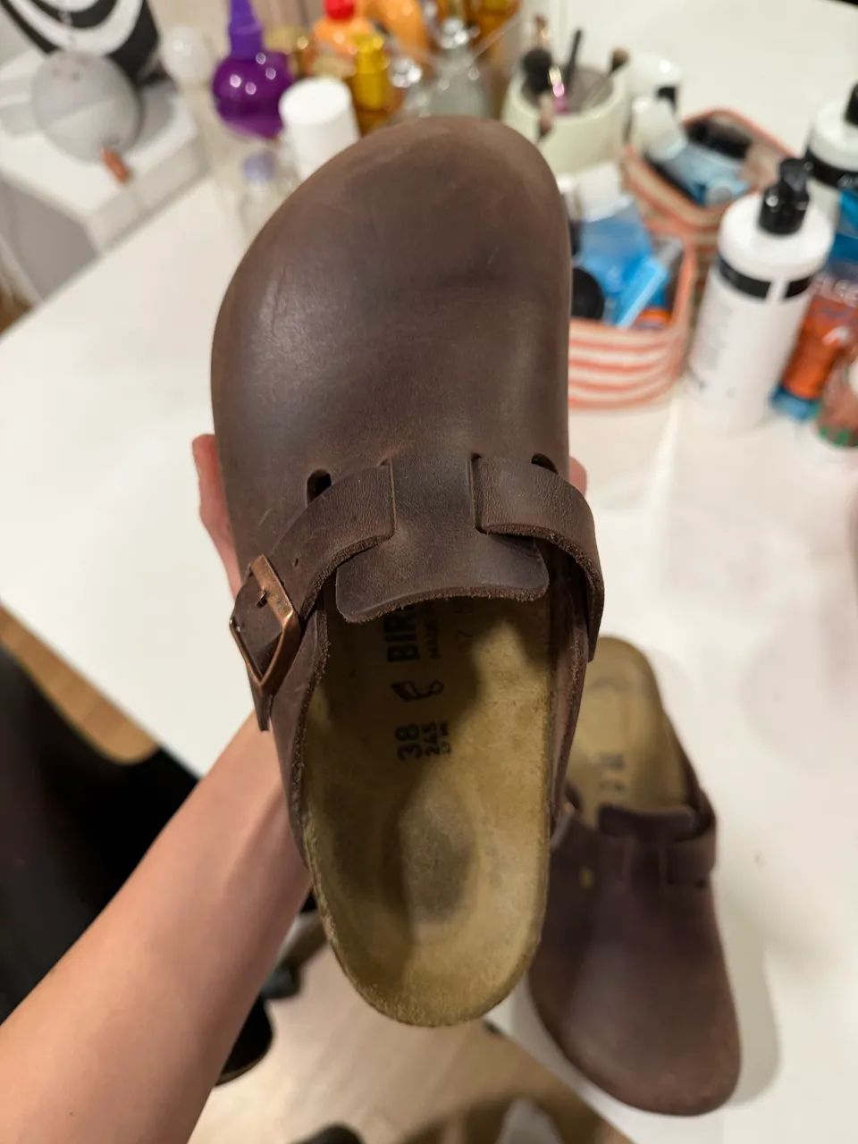Birkenstock Boston de couro marrom  - Foto 2