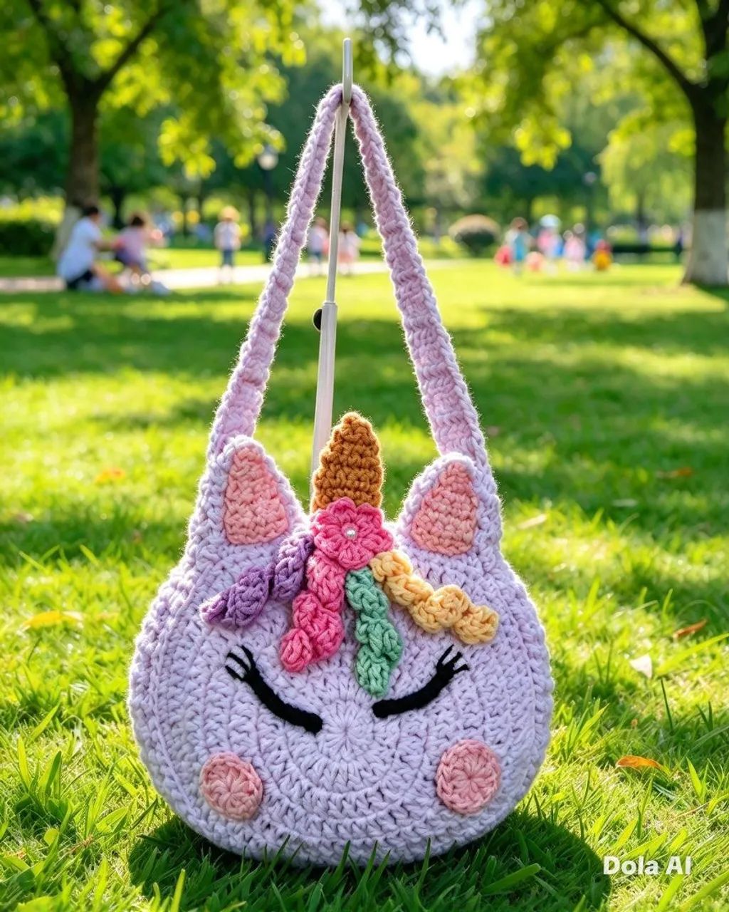 Bolsa Unicórnio crochê 