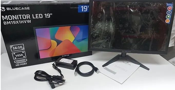 monitor para computador dvr cameras 19" polegadas hdmi vga 75hz blue case novo