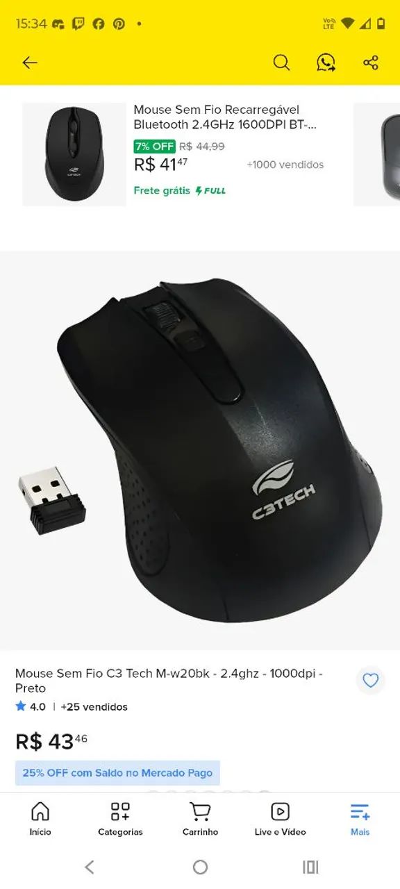 Mouse Sem Fio C3 Tech  - Foto 2