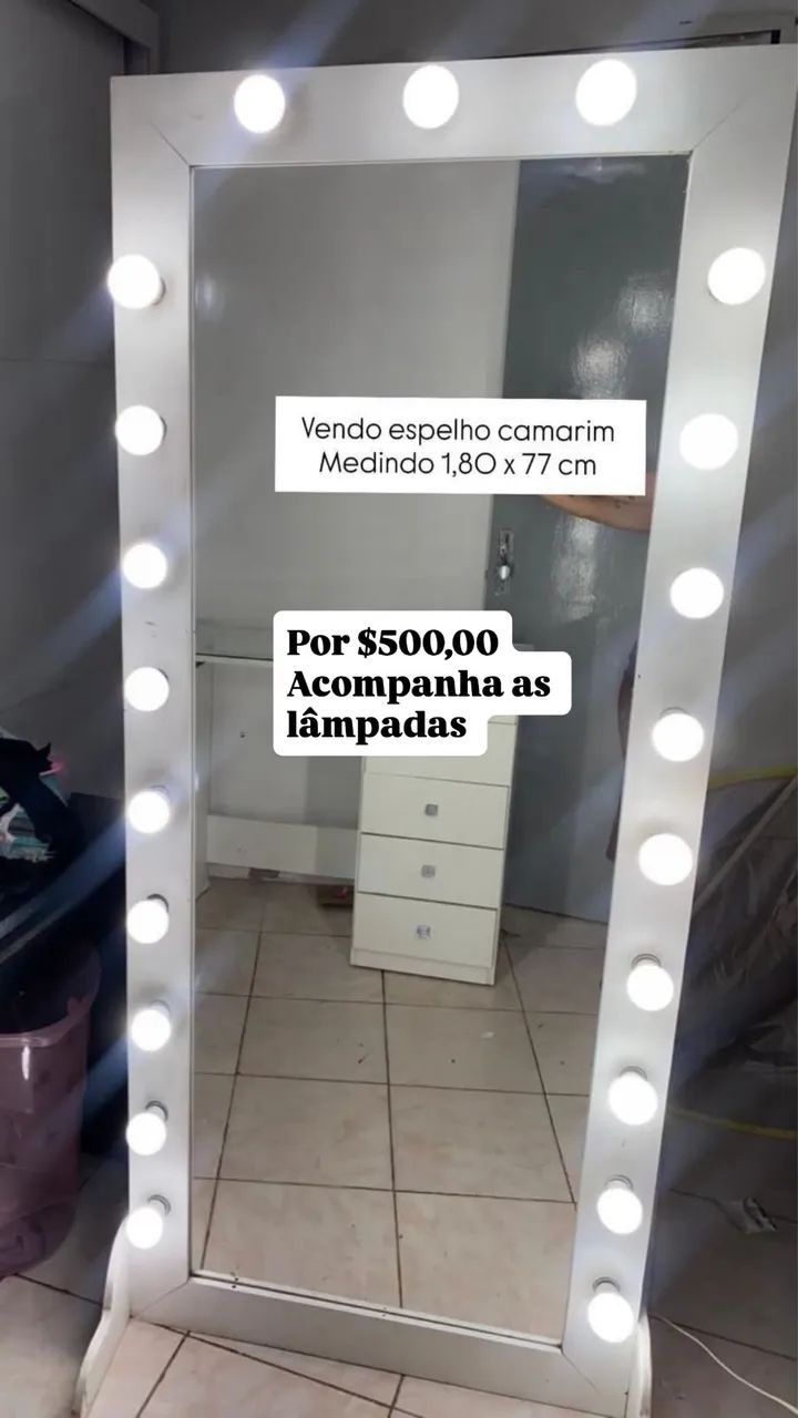 Espelho camarim corpo inteiro 