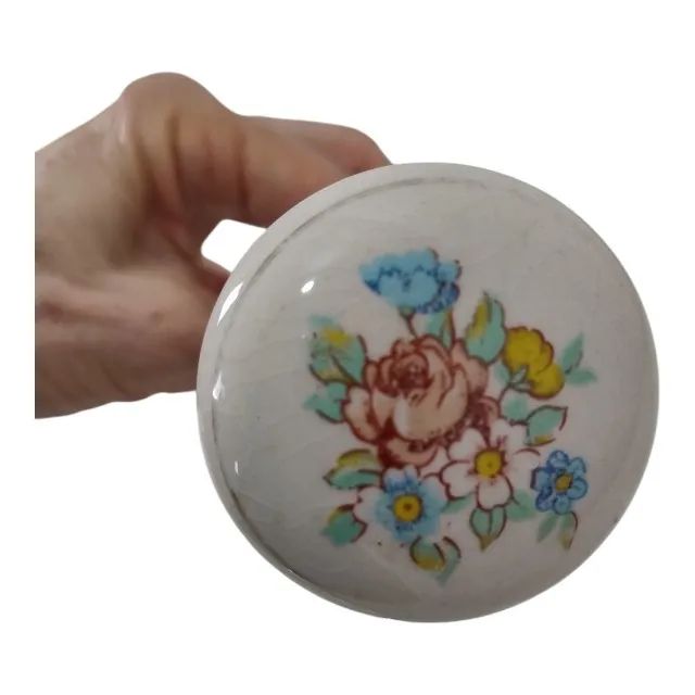 Antiga Maçaneta Demolição Rosa Fio Dourado Borda Vintage - Foto 2