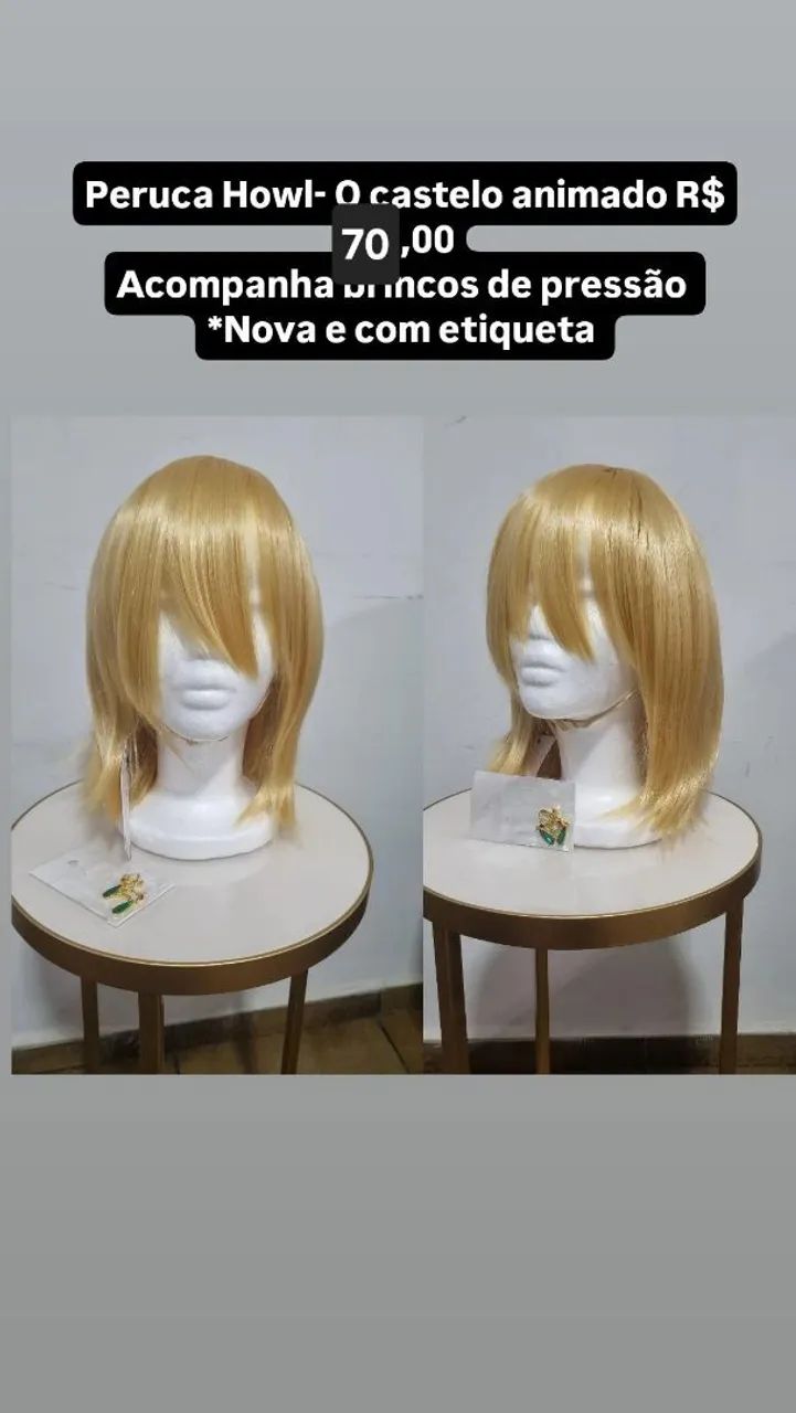 Peruca loira do Howl NOVA com brincos 