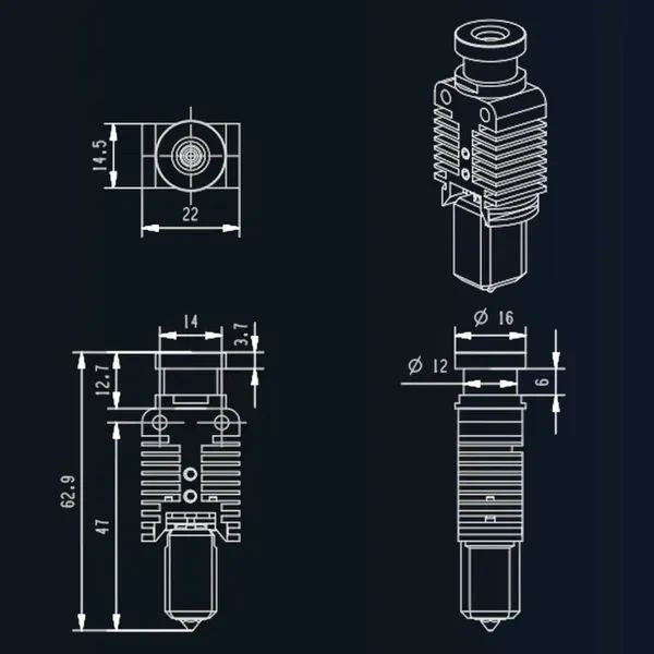 Hotend para impressora 3D modelo TZ E3 2.0 - Foto 3