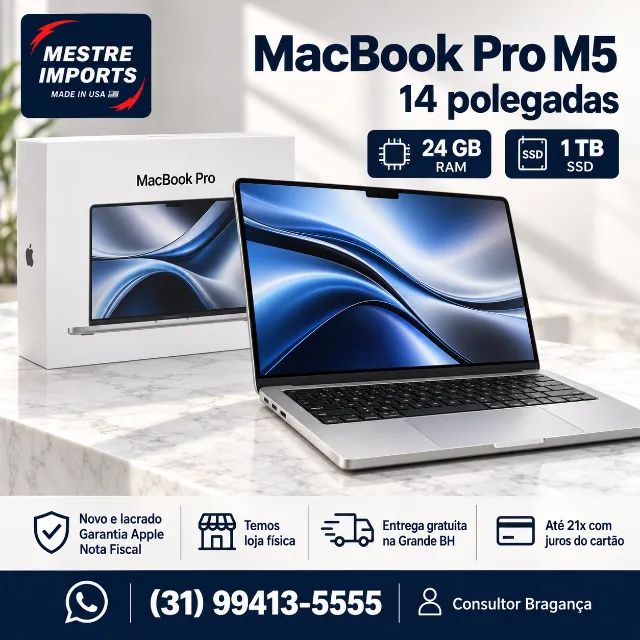 Apple MacBook Pro M5 14 Polegadas 24GB 1TB Nota Fiscal