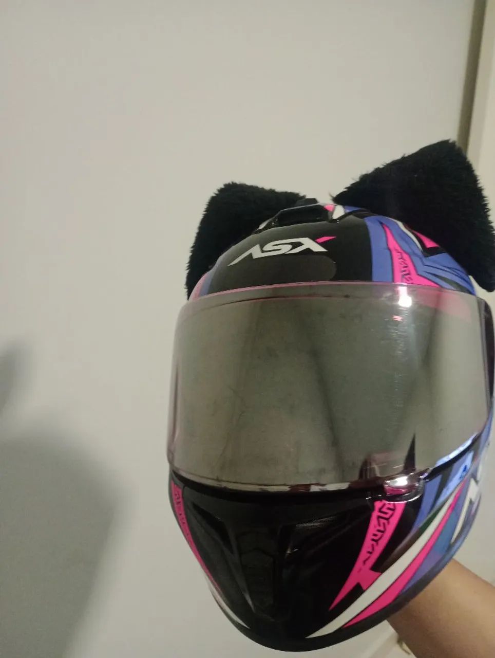 Capacete ASX roxo com rosa  - Foto 2