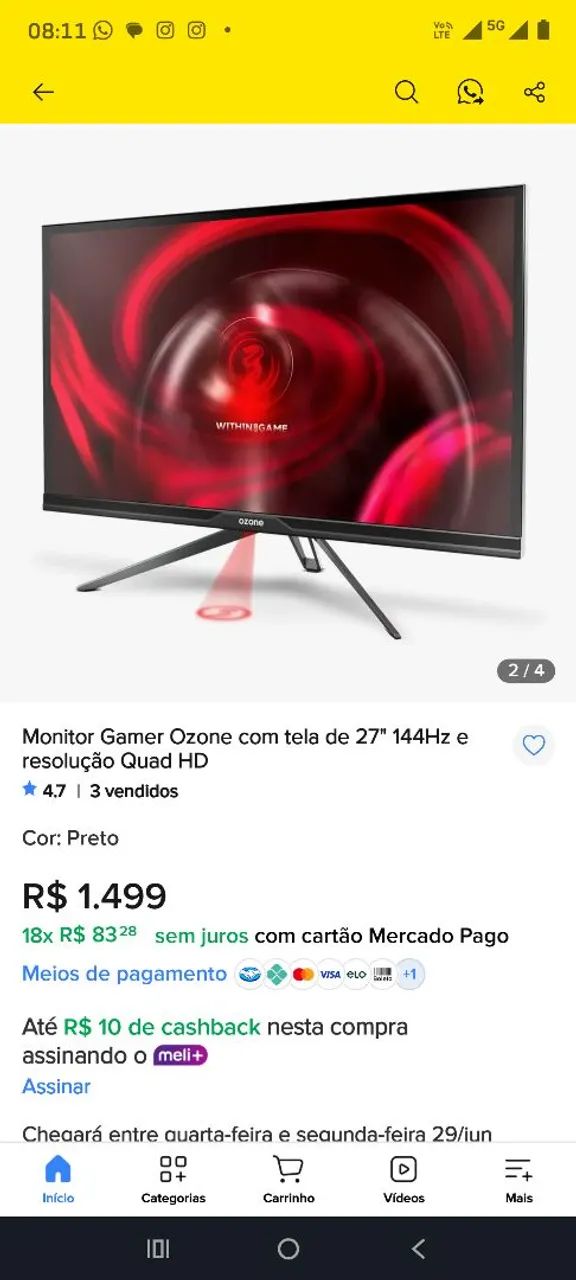 Monitor 27" QHD 144hz IPS Ozone - Foto 4