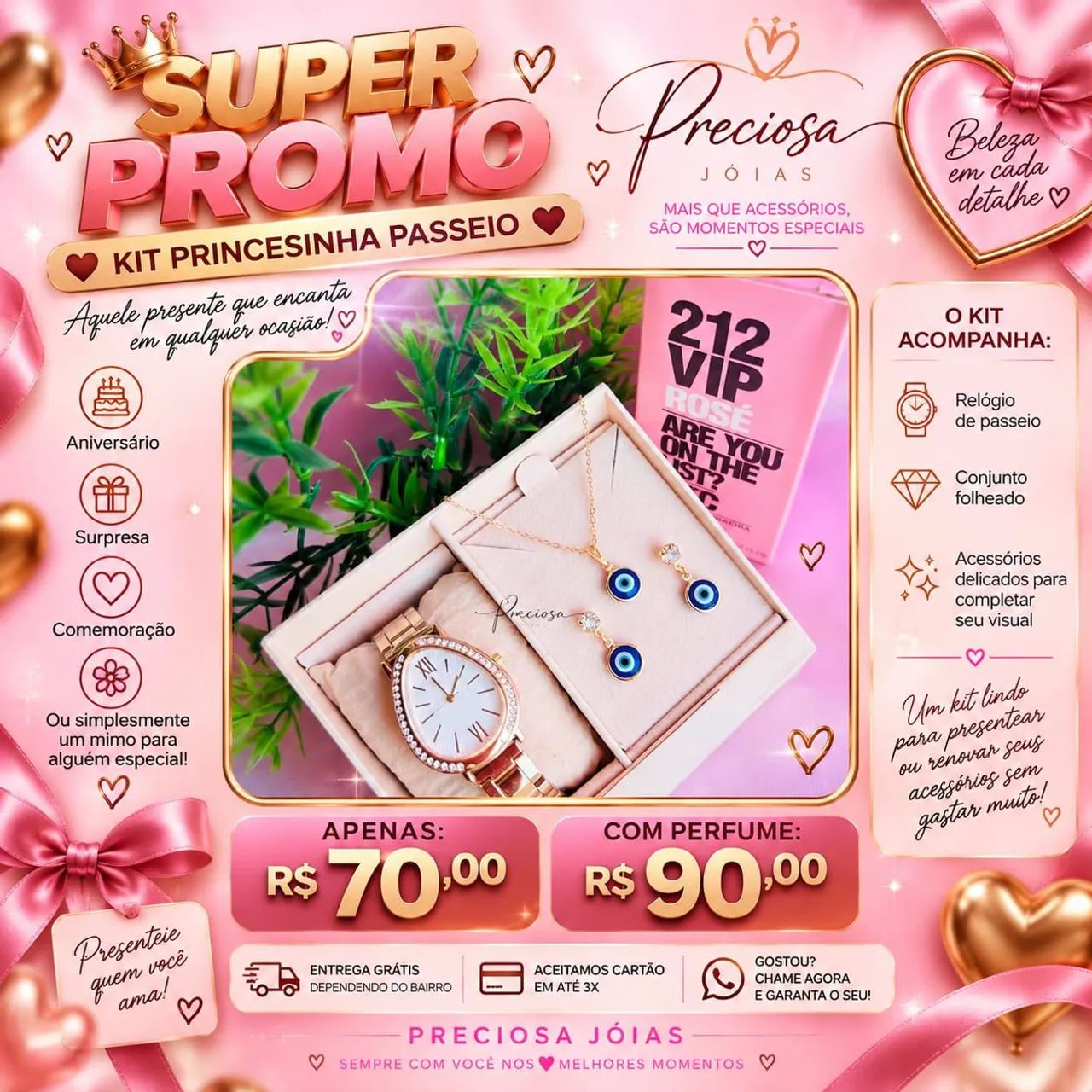 RELÓGIOS FEMININO PASSEIO R$70,00