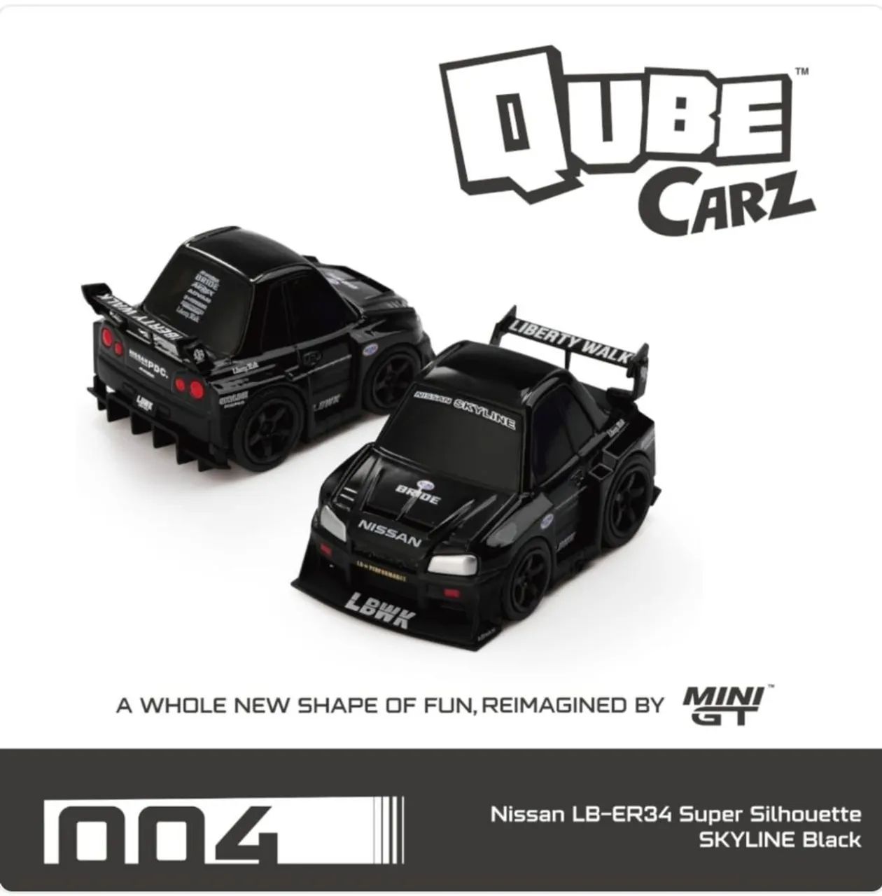 MINI GT Tooned Qube Carz 004 Nissan R34 (Lacrada) - Hobbies e