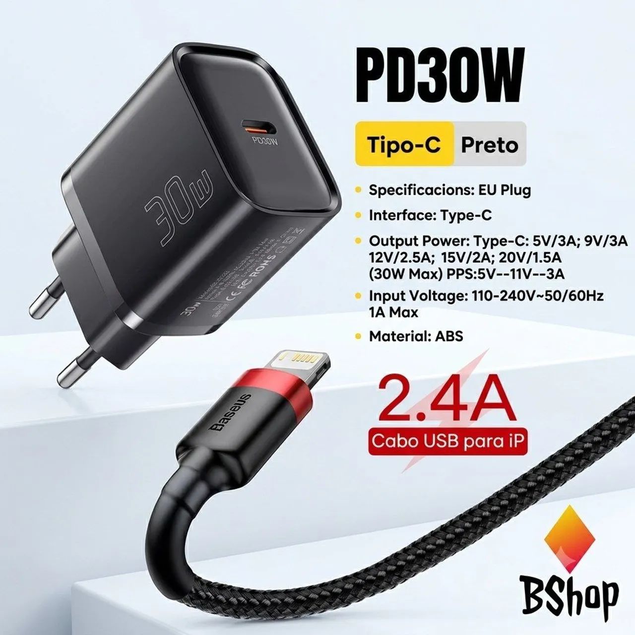 Carregador para iPhone 30w 