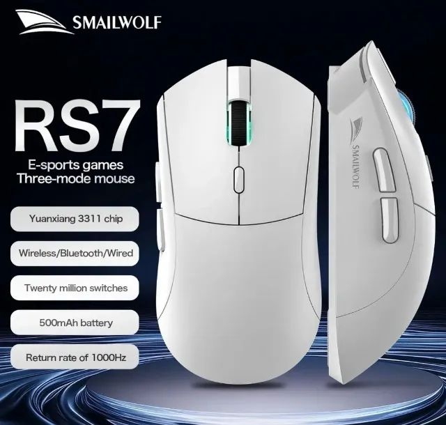 Mouse Gamer Smailwolf Rs7 Paw3311 12000 Dpi 2.4G Tri mode