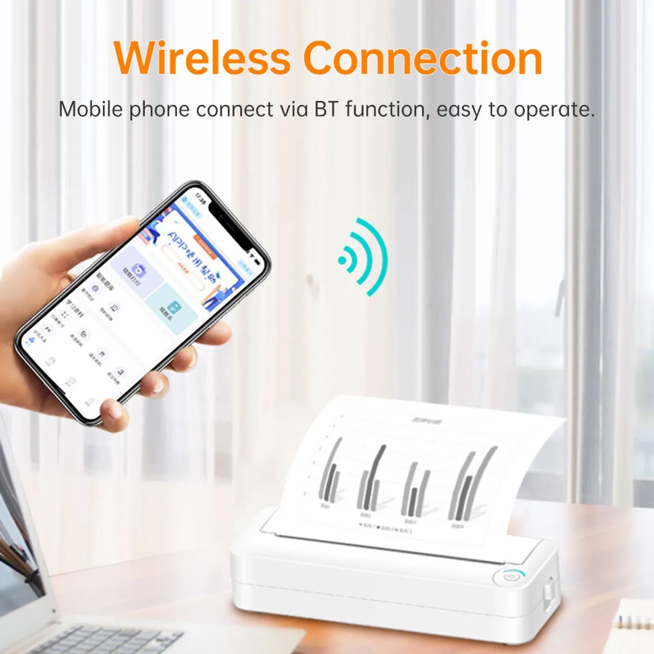 Impressora térmica A4, portátil, sem fio, Bluetooth, compatível com iOS e Android - Foto 4