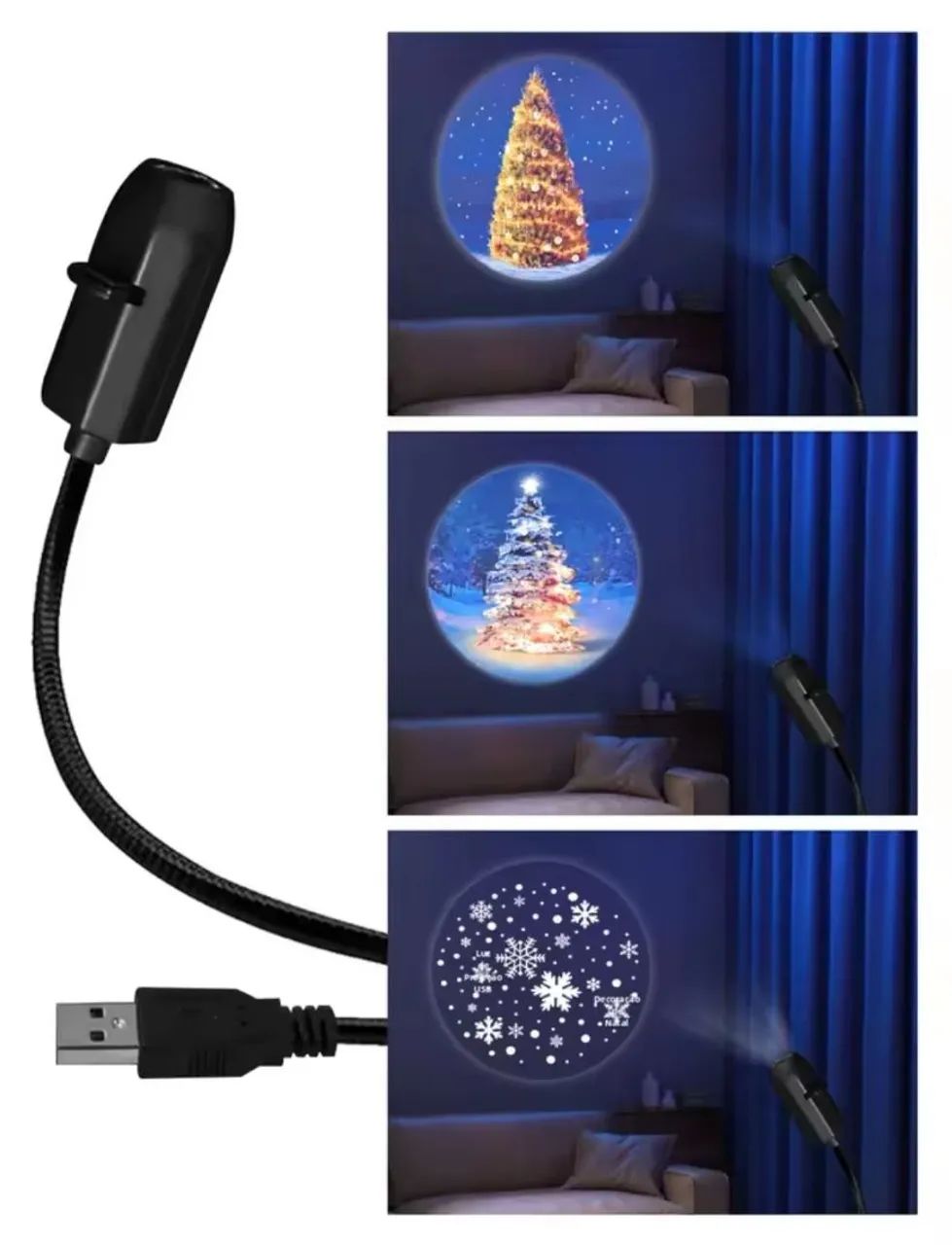 Luz atmosférica de projeção USB Lua