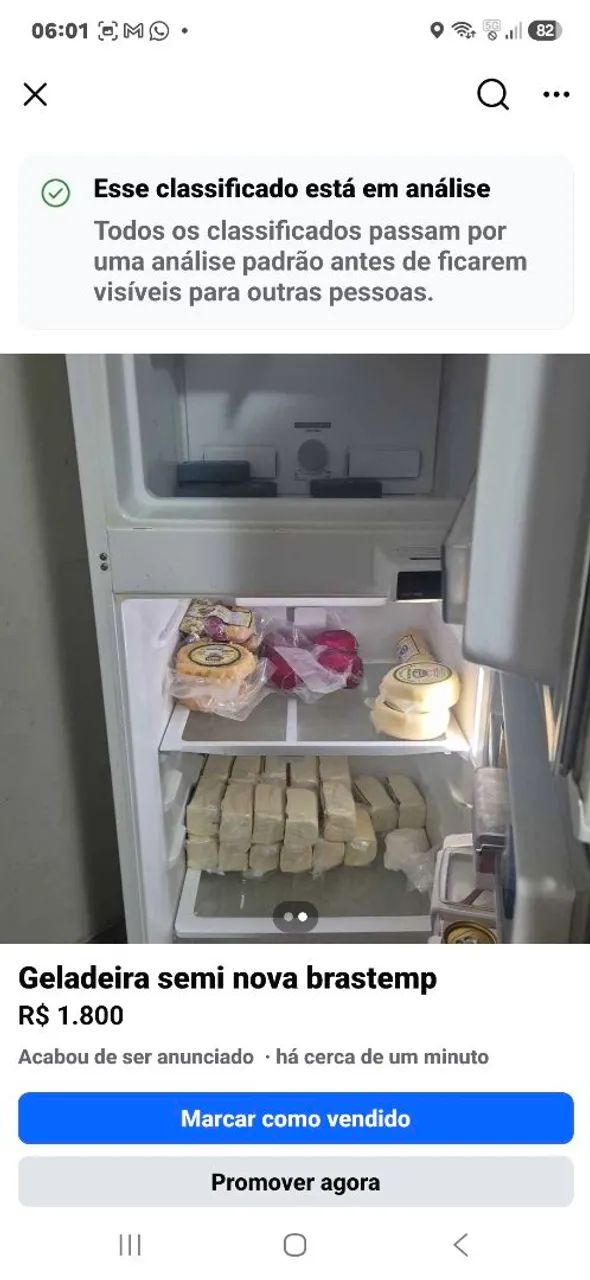 Geladeira semi nova brastemp