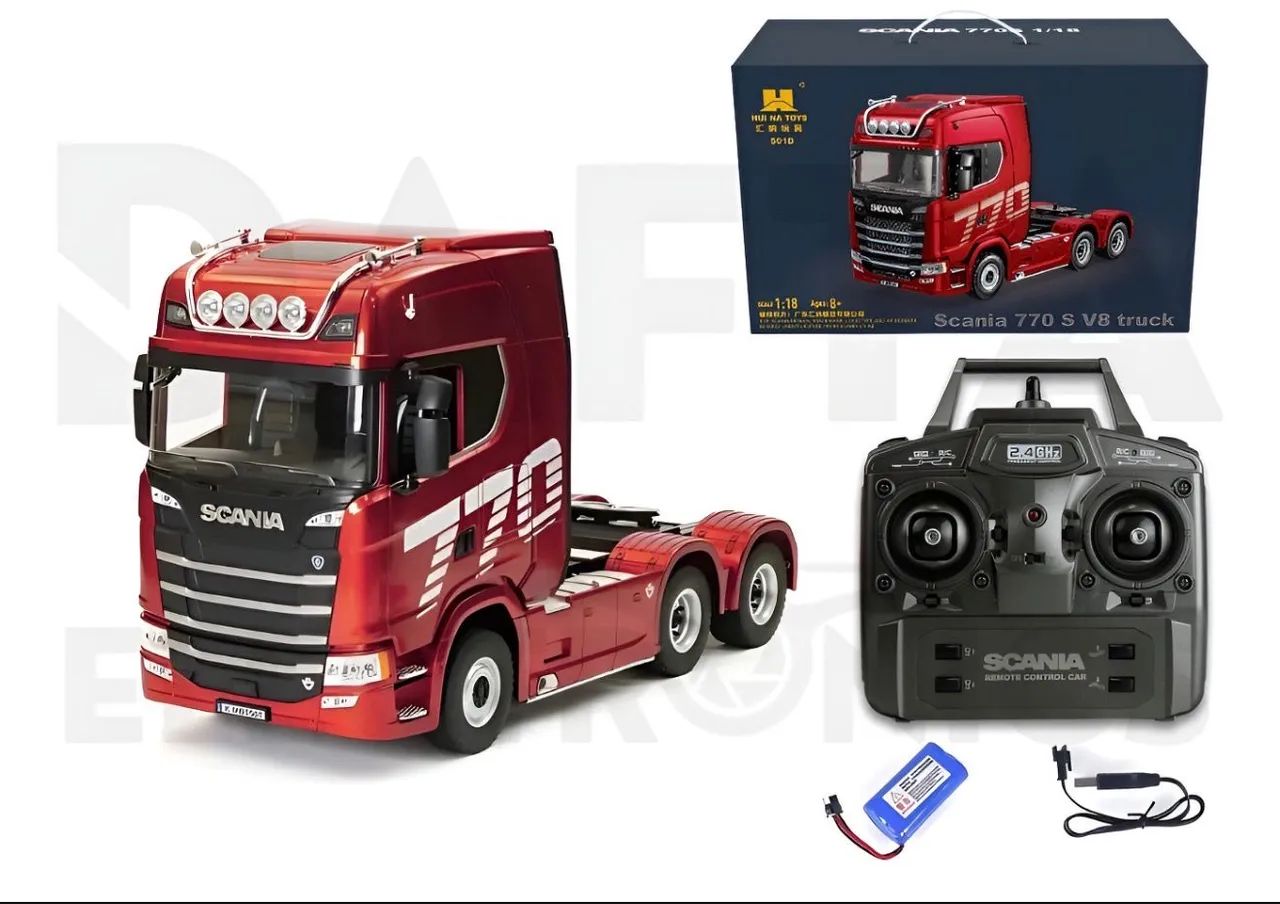 Scania Huina 1501 RC Car 770S RC Tractor Truck 1/18 + reboque