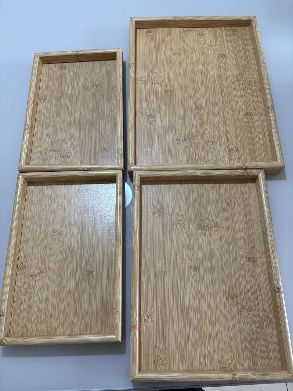 Kit 4 Bandejas de Bambu/Madeira Retangulares - Decorativas e Multiuso - Foto 3